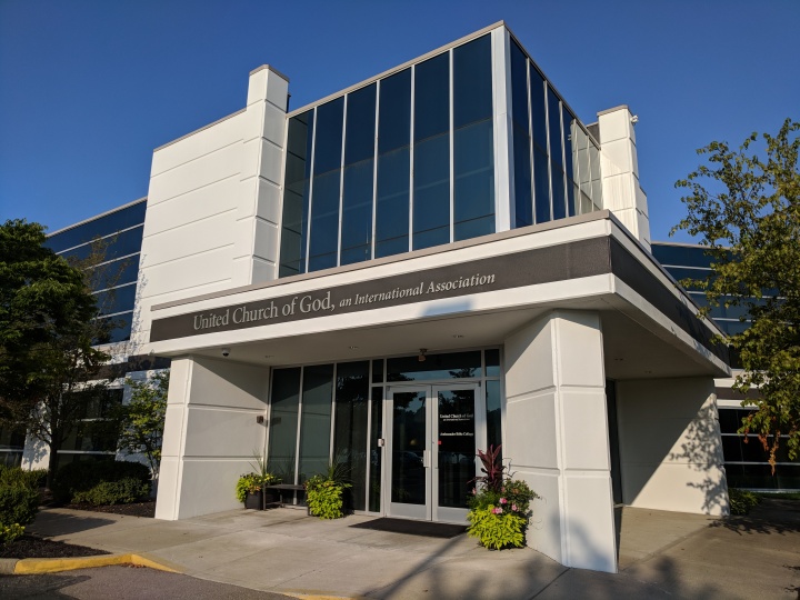 Home Office of the United Church of God, an International Association located in Milford, Ohio. Home Office building United Church of God